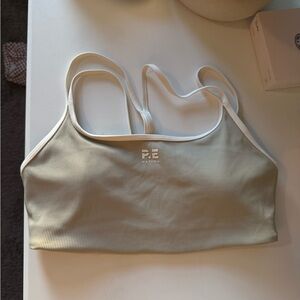 P.E Nation Ribbed Sports Bra - Cream and White